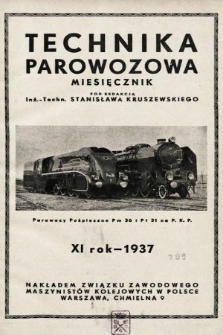 Technika Parowozowa : dodatek do organu Z.Z.M. „Maszynista”. 1937, spis rzeczy