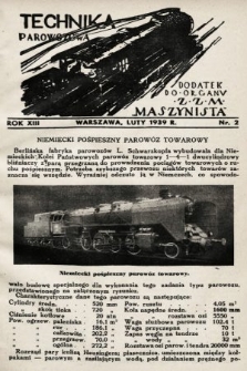 Technika Parowozowa : dodatek do organu Z.Z.M. „Maszynista”. 1939, nr 2