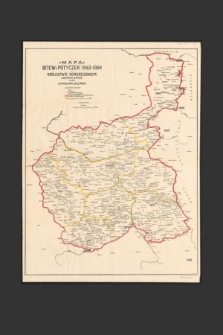 Mapa bitew i potyczek 1863-1864 w Królestwie Kongresowem z datami starć