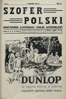 Szofer Polski : dwutygodnik ilustrowany ogólno automobilowy. 1927, nr 15