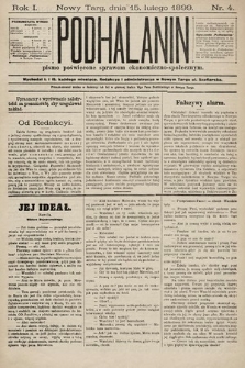 Podhalanin : pismo poświęcone sprawom ekonomiczno-społecznym. R. 1, 1899, nr 4