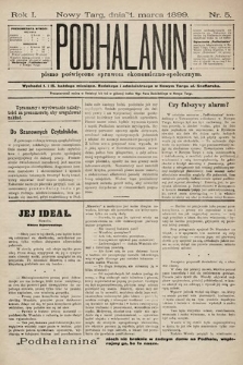 Podhalanin : pismo poświęcone sprawom ekonomiczno-społecznym. R. 1, 1899, nr 5