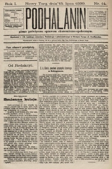 Podhalanin : pismo poświęcone sprawom ekonomiczno-społecznym. R. 1, 1899, nr 14
