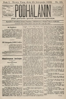 Podhalanin : pismo poświęcone sprawom ekonomiczno-społecznym. R. 1, 1899, nr 23