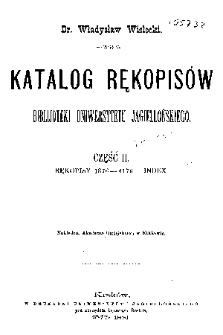 Katalog rękopisów Biblijoteki Uniwersytetu Jagiellońskiego Cz. 2