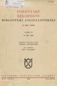 Inwentarz rękopisów Biblioteki Jagiellońskiej : nr 9001-10000. Cz. 2, nr 9501-9800