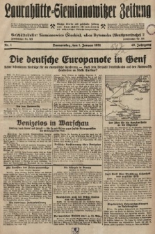 Laurahütte-Siemianowitzer Zeitung : enzige älteste und gelesenste Zeitung von Laurahütte-Siemianowitz mit wöchentlicher Unterhaitungsbeilage. 1931, nr 1
