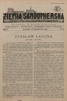 Ziemia Sandomierska : czasopismo samorządowo-społeczne. R. V, 1933, nr 47
