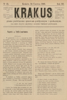 Krakus : pismo poświęcone sprawom politycznym i społecznym, oraz nauce, rozrywce umysłowej i szerzeniu wiadomości pożytecznych. 1893, nr 25