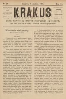 Krakus : pismo poświęcone sprawom politycznym i społecznym, oraz nauce, rozrywce umysłowej i szerzeniu wiadomości pożytecznych. 1893, nr 49