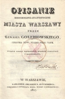 Opisanie historyczno-statystyczne miasta Warszawy