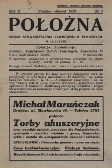 Położna : organ Stowarzyszenia Zawodowego Położnych. 1928, nr 1