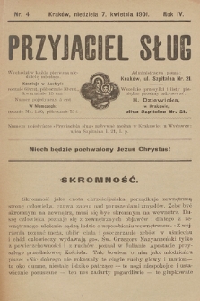 Przyjaciel Sług : miesięczny dodatek do czasopisma „Grzmot”. 1901, nr 4