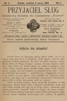 Przyjaciel Sług : miesięczny dodatek do czasopisma „Grzmot”. 1898, nr 3