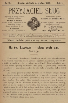 Przyjaciel Sług : miesięczny dodatek do czasopisma „Grzmot”. 1898, nr 12