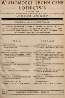 Wiadomości Techniczne Lotnictwa : kwartalnik wydawany przez departament Aeronautyki M. S. Wojsk. jako dodatek do „Przeglądu Lotniczego”. [1933], nr 2