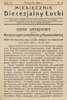 Miesięcznik Diecezjalny Łucki. 1934, nr 9