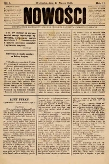 Nowości : dwutygodnik poświęcony sprawom miejskim i gminnym zachodniej Galicji. 1886, nr 6