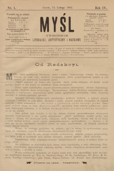 Myśl : tygodnik literacki, artystyczny i naukowy.1894, nr 1