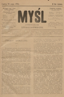 Myśl : dwutygodnik literacko-społeczny. 1894.05.26