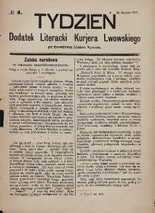 Tydzień : dodatek literacki „Kurjera Lwowskiego”. 1893, nr 4
