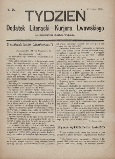 Tydzień : dodatek literacki „Kurjera Lwowskiego”. 1893, nr 7