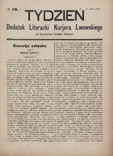 Tydzień : dodatek literacki „Kurjera Lwowskiego”. 1893, nr 13