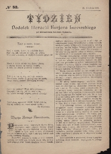 Tydzień : dodatek literacki „Kurjera Lwowskiego”. 1893, nr 52