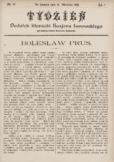 Tydzień : dodatek literacki „Kurjera Lwowskiego”. 1899, nr 37