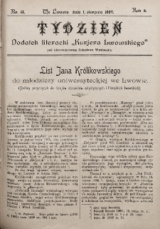 Tydzień : dodatek literacki „Kurjera Lwowskiego”. 1897, nr 31