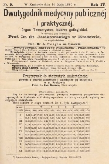 Dwutygodnik Medycyny Publicznej i praktycznej : Organ Towarzystwa lekarzy galicyjskich. 1880, nr 9