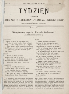 Tydzień : dodatek literacko-naukowy „Kurjera Lwowskiego”. 1902, nr 1