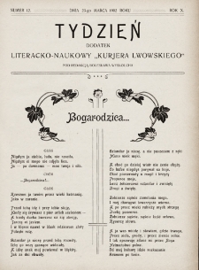 Tydzień : dodatek literacko-naukowy „Kurjera Lwowskiego”. 1902, nr 12