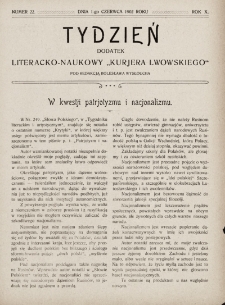 Tydzień : dodatek literacko-naukowy „Kurjera Lwowskiego”. 1902, nr 22