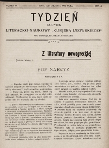 Tydzień : dodatek literacko-naukowy „Kurjera Lwowskiego”. 1902, nr 49