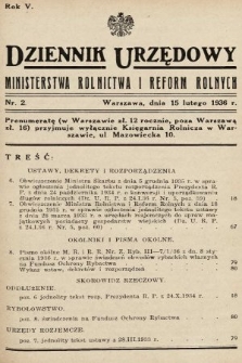 Dziennik Urzędowy Ministerstwa Rolnictwa i Reform Rolnych. 1936, nr 2