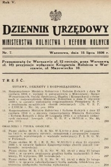 Dziennik Urzędowy Ministerstwa Rolnictwa i Reform Rolnych. 1936, nr 7
