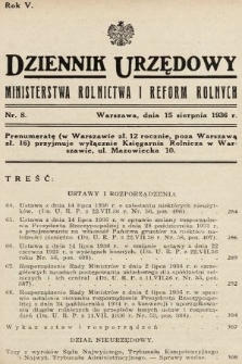 Dziennik Urzędowy Ministerstwa Rolnictwa i Reform Rolnych. 1936, nr 8