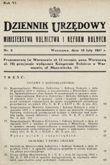 Dziennik Urzędowy Ministerstwa Rolnictwa i Reform Rolnych. 1937, nr 2
