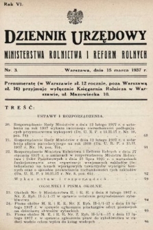 Dziennik Urzędowy Ministerstwa Rolnictwa i Reform Rolnych. 1937, nr 3