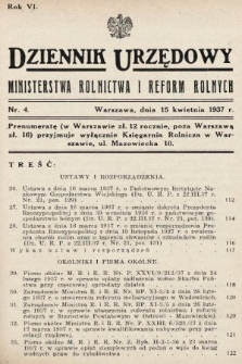 Dziennik Urzędowy Ministerstwa Rolnictwa i Reform Rolnych. 1937, nr 4