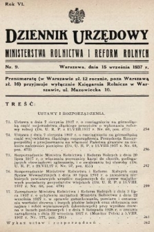 Dziennik Urzędowy Ministerstwa Rolnictwa i Reform Rolnych. 1937, nr 9
