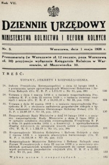 Dziennik Urzędowy Ministerstwa Rolnictwa i Reform Rolnych. 1938, nr 5