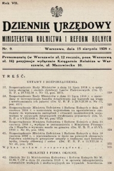Dziennik Urzędowy Ministerstwa Rolnictwa i Reform Rolnych. 1938, nr 9