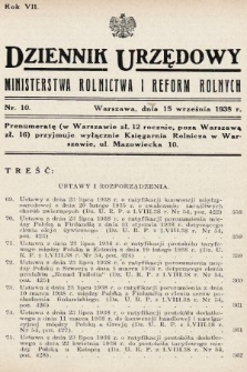 Dziennik Urzędowy Ministerstwa Rolnictwa i Reform Rolnych. 1938, nr 10