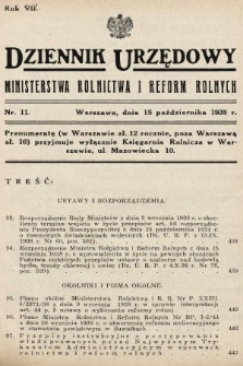 Dziennik Urzędowy Ministerstwa Rolnictwa i Reform Rolnych. 1938, nr 11