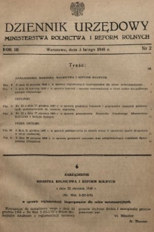 Dziennik Urzędowy Ministerstwa Rolnictwa i Reform Rolnych. 1948, nr 2