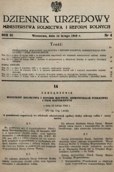 Dziennik Urzędowy Ministerstwa Rolnictwa i Reform Rolnych. 1948, nr 4