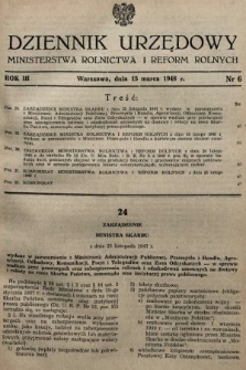 Dziennik Urzędowy Ministerstwa Rolnictwa i Reform Rolnych. 1948, nr 6