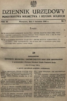 Dziennik Urzędowy Ministerstwa Rolnictwa i Reform Rolnych. 1948, nr 7